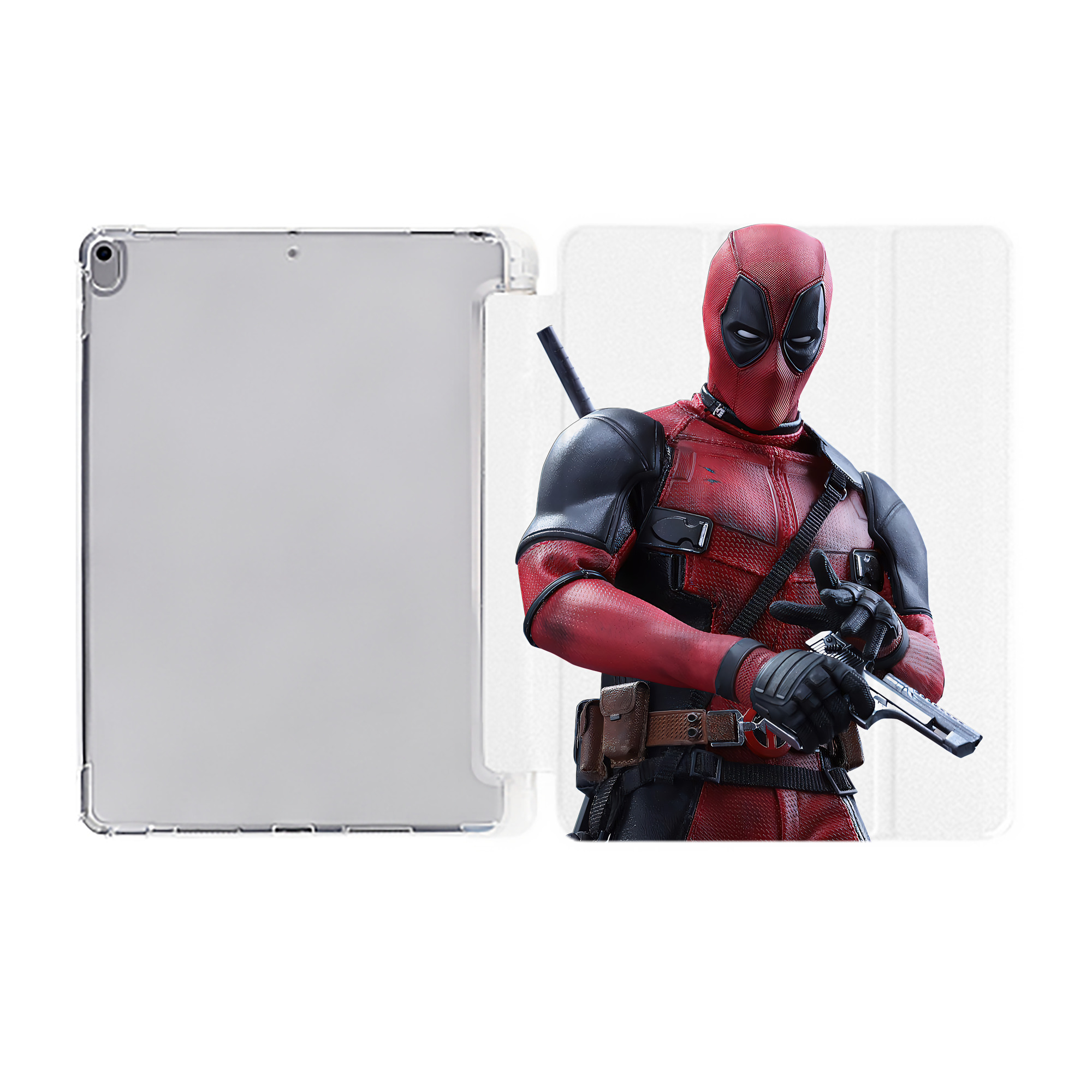 （画像用） Deadpool デッドプール IPad ケース ペン収納付き 三つ折りスタンド PUレザー×シリコン 対応機種9.5/10.5/10.9インチ